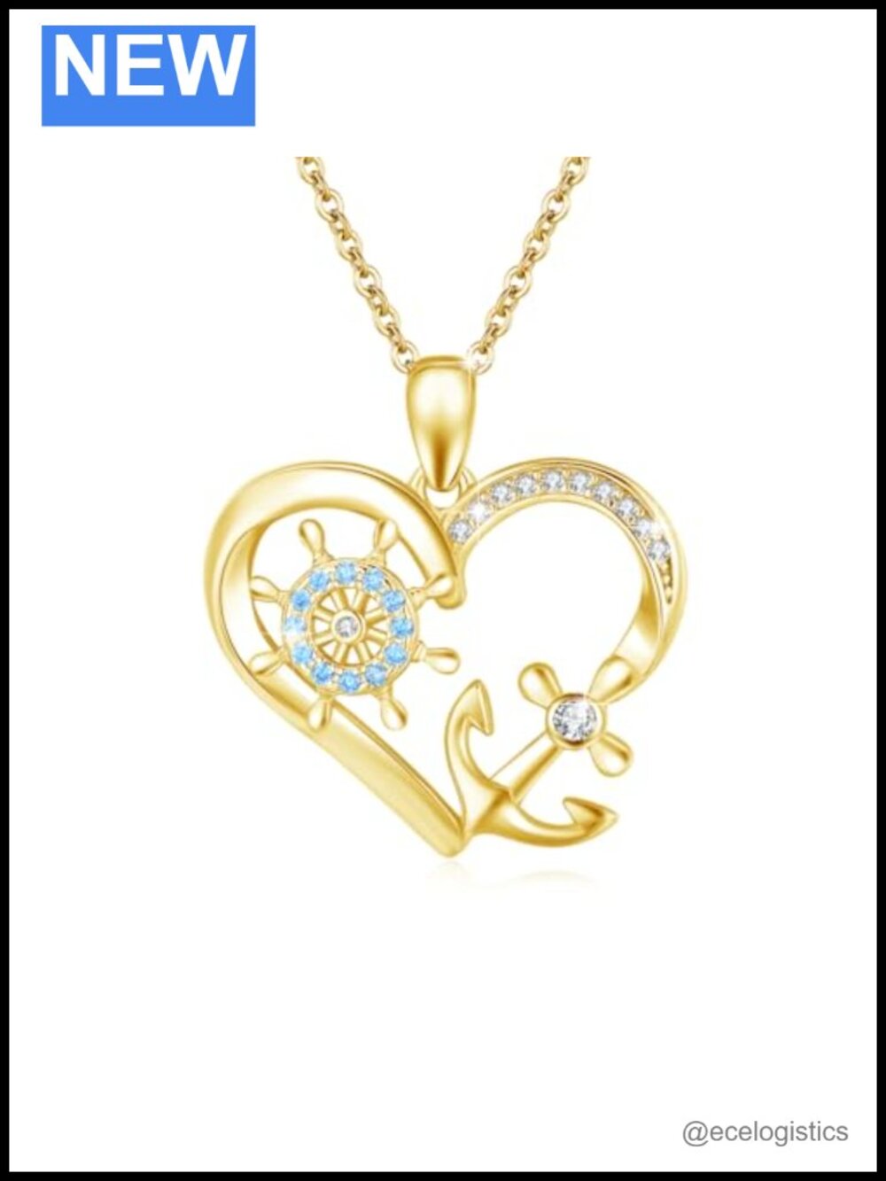 925 Sterling Silver Anchor Heart Pendant Necklace Nautical Graduation Gift